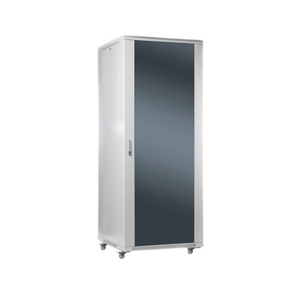 SOMI Networks | 37U, 19″ Freestanding Cabinet | 37U-60/80NAC | Max Load 800kg; Removable and Lockable Side Panels; Glass Doors; Unassembled | Depth: 80 cm | Gray