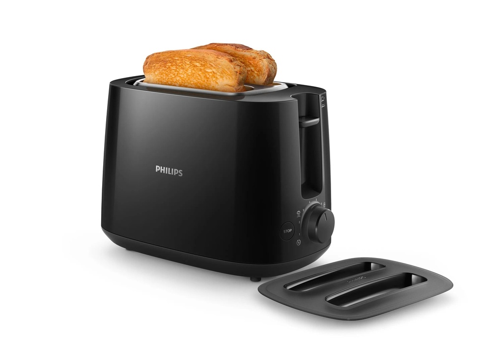 Philips Daily Collection Toaster HD2582/90 8 settings Integrated bun warming rack Compact design Dust cover